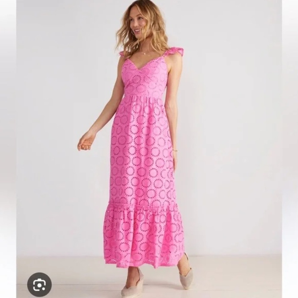 Vineyard Vines Eyelet Maxi Dress, Medium Paradise Punch, NWT